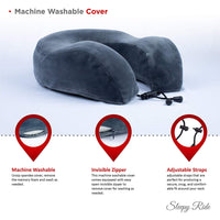 Sleepy Ride Memory Foam Airplane Neck Pillow Travel Kit Includes Neck Pillow, Plush Eye Mask, 2 Soft Ear Plugs