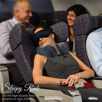 Sleepy Ride Memory Foam Airplane Neck Pillow Travel Kit Includes Neck Pillow, Plush Eye Mask, 2 Soft Ear Plugs