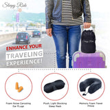 Sleepy Ride Memory Foam Airplane Neck Pillow Travel Kit Includes Neck Pillow, Plush Eye Mask, 2 Soft Ear Plugs